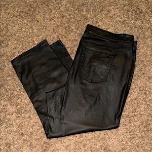 Edgely Coated denim slim straight high rise Black Women's Cropped Jeans 20W